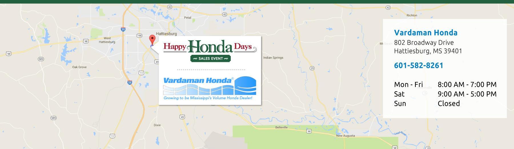 Vardaman Honda Hours and Directions Vardaman Honda Hours and Directions